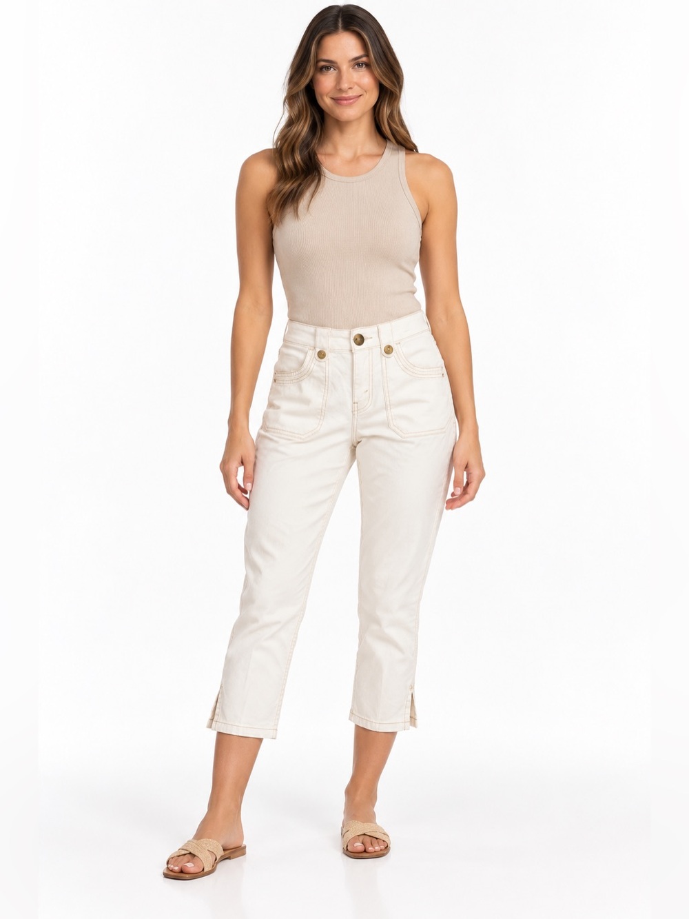 Levi Strauss Signature Women’s Cream Stretch Capri Pants Size Misses 4